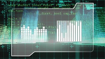 Poster - Animation of music equaliser over folder against data processing and 3d city model
