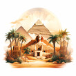 Illustration of a beautiful view of the Egyptian pyramids, Egypt