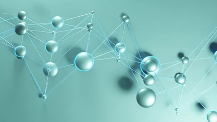 Poster - animation of 3d network of connections on green background