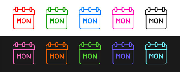 Poster - Set line Calendar icon isolated on black and white background. Event reminder symbol. Vector