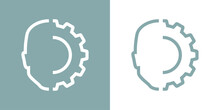 Icono Inteligencia Artificial. Logo Silueta De Cabeza Humana Lineal Con Engranaje