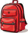 red bagpack illustration clipart isolated on white