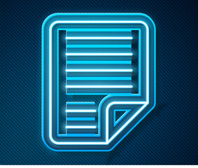 Poster - Glowing neon line File document icon isolated on blue background. Checklist icon. Business concept. Vector