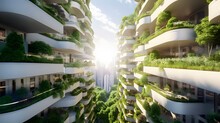 The City Of The Future With Green Gardens On The Balconies