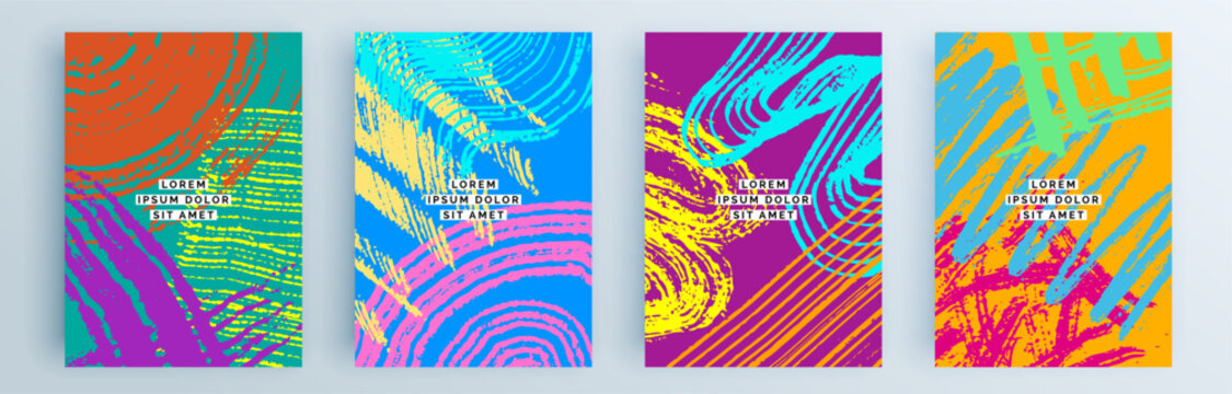 Modern abstract covers set, minimal covers design. Colorful geometric background, vector illustration.