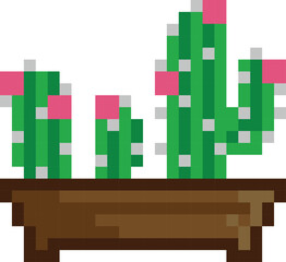 Wall Mural - Cactus plant Pixel Art Vector image