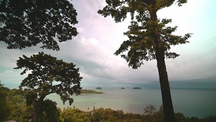 Wall Mural - Beautiful seascape view with endless horizon at kai bae viewpoint on koh chang trat thailand.Ko Chang island, known also as 'Elephant Island' named because of its elephant shaped headland
