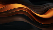 Abstract Orang, Black  And Gold Background With Waves 3d Wallpaper 