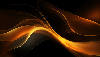 abstract orang, black  and gold background with waves 3d wallpaper 