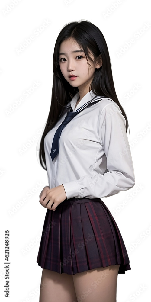 Foto de Stock Sexy student girl, school uniform, isolated, transparent