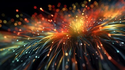 Wall Mural - optical fiber speed concept illustration, colorful lines, cable close up, high speed network, data t
