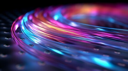 Wall Mural - optical fiber speed concept illustration, colorful lines, cable close up, high speed network, data t