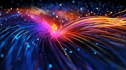 Wall Mural - optical fiber speed concept illustration, colorful lines, cable close up, high speed network, data t