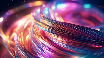 Wall Mural - optical fiber speed concept illustration, colorful lines, cable close up, high speed network, data t