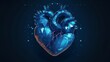 © AIExplosion - 3D rendered illustration of human heart, Low poly heart, Digital heart, Future of medicine, Generative AI