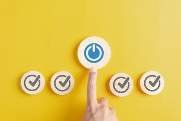 Aufkleber - Start Business growth success achievement, planning business goal checklist and development leadership and customer target group..