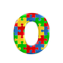Fototapete - Colorful puzzle alphabet letter o, isolated on transparent background, lowercase. This is a part of a set which also includes numbers, symbols, and shapes.