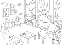 Gazebo Interior Graphic Black White Sketch Illustration Vector