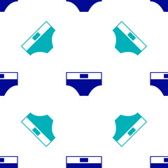 Wall Mural - Blue Men underpants icon isolated seamless pattern on white background. Man underwear. Vector