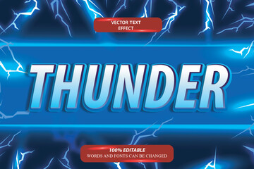 Wall Mural - thunder text effect vector template with thunder roar background