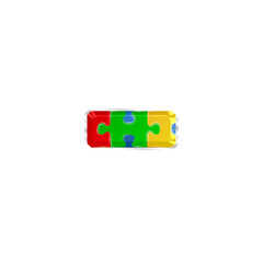 Fototapete - Colorful puzzle minus sign symbol isolated on transparent background. This is a part of a set which also includes letters, numbers, and shapes.