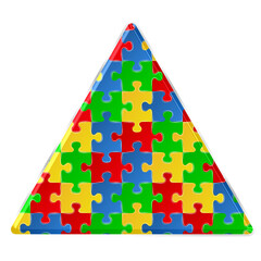 Fototapete - Colorful puzzle triangle shape isolated on transparent background. This is a part of a set which also includes letters, numbers, symbols, and frames.