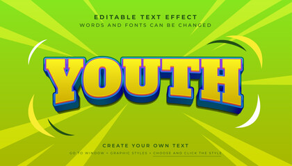 Wall Mural - premium vector, editable 3d yellow text effect. youth typography graphic style