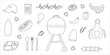 © krismicrostoker - bbq grill party line doodle elements set