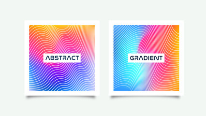 Fototapete - 2 Abstract Posters with Complex Gradients and Grid. All texts and colors are editable.