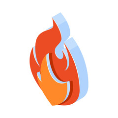 Wall Mural - 3d fire icons, simple emoji in flat style