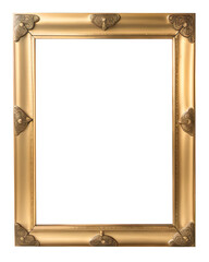 Blank old antique gold picture frame. Generative AI