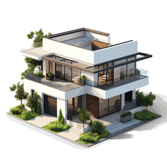 Wall Mural - modern house isometric vector flat minimalistic isolated illustration
