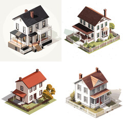 Wall Mural - old house isometric vector flat minimalistic isolated illustration
