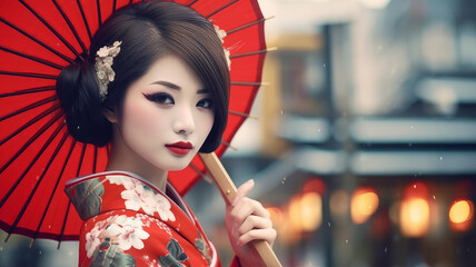 Canvas Print - Japanese woman in traditional dress