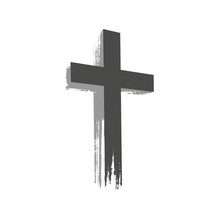 Grunge Style Christian Cross For Ash Wednesday Web Banner Or Social Graphic. The First Day Of Lent Is A Holy Day Of Prayer And Fasting.
