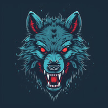 Wolf Head Logo, Sticker. Angry, Fierce, Tough-looking, Aggressive Roaring Wolf Illustration. Symbol, Icon, Sign, Brand, Tattoo. Digital Art. Generative AI.