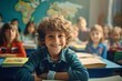 © robertuzhbt89 - children are sitting at desks in the classroom at school. back to school generative ai.