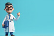 © helen_f - 3d render. Cartoon doctor character holds clipboard. Clip art isolated on blue background. Professional consultation. Medical concept