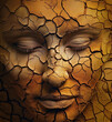 Woman's face appearing in dry ground, Generative AI Illustration
