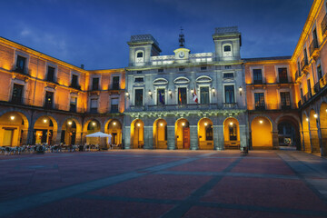 Poster - Avila Town Hall at Plaza del Mercado Chico Square at night - Avila, Spain