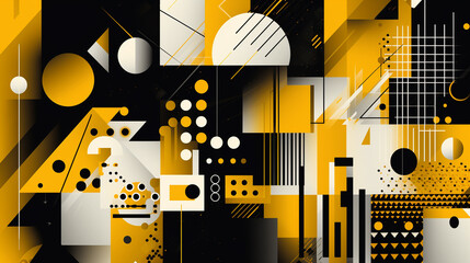 Wall Mural - Abstract geometric background with overlapping rounded rectangles and dots illustration 