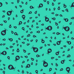 Poster - Black Smiling lips icon isolated seamless pattern on green background. Smile symbol. Vector