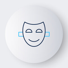 Wall Mural - Line Comedy theatrical mask icon isolated on white background. Colorful outline concept. Vector