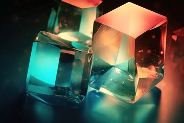 Surreal three dimensional glass background texture created with generative AI technology.