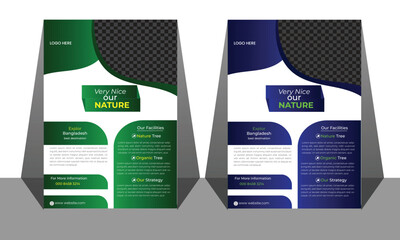 Set of brochure and annual report cover design templates on the subject of nature, environment and organic products.