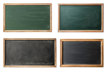 four blackboards isolated on transparent background