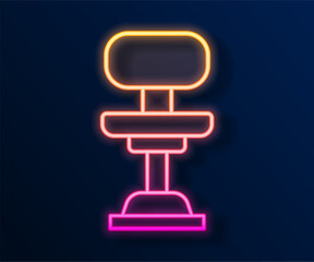 Poster - Glowing neon line Office chair icon isolated on black background. Vector