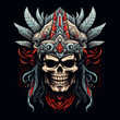 © AGSTRONAUT - skull warrior tshirt tattoo design dark art illustration isolated on black