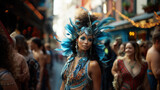 Fototapeta Londyn - Notting Hill Carnival street performers created with generative AI technology