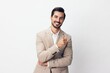 © SHOTPRIME STUDIO - beige man copyspace suit smiling businessman happy smile handsome portrait business